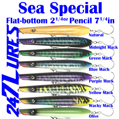 24/7 Lures - Sea Special Flat-Bottom Pencil Popper - 7.25" - 2.75oz